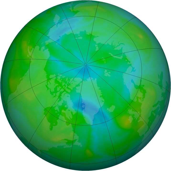 Arctic ozone map for 15 August 2006